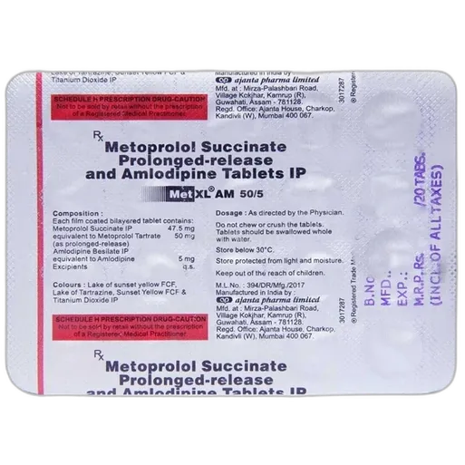 met xl am 50/5 tablet 20's